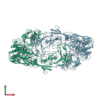 PDB entry 1xf1 coloured by chain, front view.