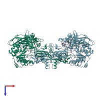 PDB entry 1xf1 coloured by chain, top view.