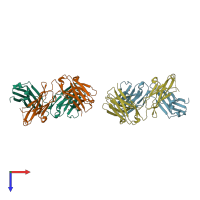 PDB entry 1xf4 coloured by chain, top view.