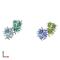 PDB entry 1xfd coloured by chain, front view.