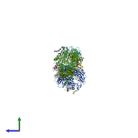PDB entry 1xfd coloured by chain, side view.