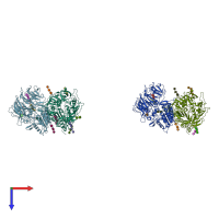 PDB entry 1xfd coloured by chain, top view.