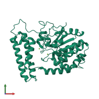 PDB entry 1xfi coloured by chain, front view.