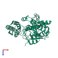 PDB entry 1xfi coloured by chain, top view.