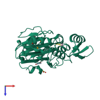 PDB entry 1xfj coloured by chain, top view.