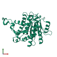 PDB entry 1xfk coloured by chain, front view.