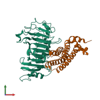 PDB entry 1xg2 coloured by chain, front view.