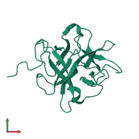 PDB entry 1xg6 coloured by chain, front view.