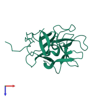 PDB entry 1xg6 coloured by chain, top view.