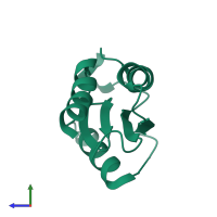 PDB entry 1xg8 coloured by chain, side view.