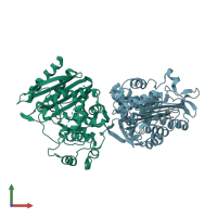 PDB entry 1xgi coloured by chain, front view.