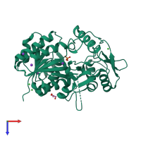 PDB entry 1xgk coloured by chain, top view.