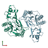 PDB entry 1xgn coloured by chain, front view.