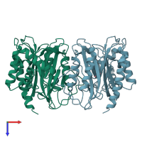 PDB entry 1xgn coloured by chain, top view.