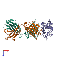 PDB entry 1xgr coloured by chain, top view.