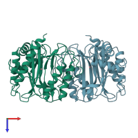 PDB entry 1xgs coloured by chain, top view.