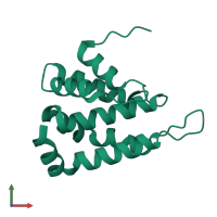 PDB entry 1xgw coloured by chain, front view.
