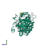 PDB entry 1xh2 coloured by chain, side view.