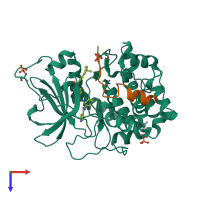 PDB entry 1xh7 coloured by chain, top view.