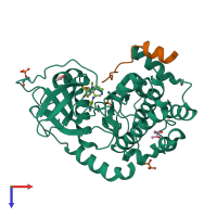 PDB entry 1xh9 coloured by chain, top view.