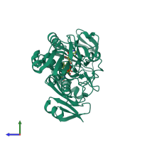 PDB entry 1xhc coloured by chain, side view.