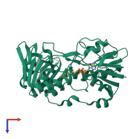 PDB entry 1xhc coloured by chain, top view.