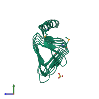 PDB entry 1xhd coloured by chain, side view.