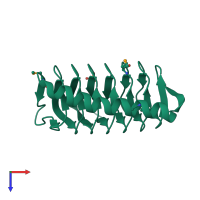 PDB entry 1xhd coloured by chain, top view.