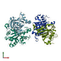 PDB entry 1xhn coloured by chain, front view.