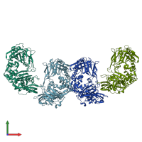 PDB entry 1xhx coloured by chain, front view.