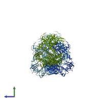 PDB entry 1xhx coloured by chain, side view.