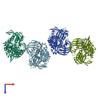 PDB entry 1xhx coloured by chain, top view.