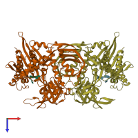 PDB entry 1xi1 coloured by chain, top view.