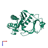 PDB entry 1xi6 coloured by chain, top view.