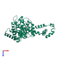 PDB entry 1xij coloured by chain, top view.