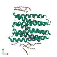 PDB entry 1xio coloured by chain, front view.
