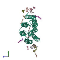 PDB entry 1xio coloured by chain, side view.