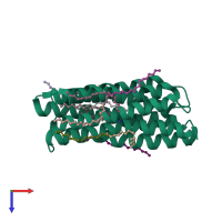 PDB entry 1xio coloured by chain, top view.