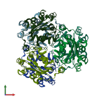 PDB entry 1xiq coloured by chain, front view.