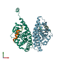 PDB entry 1xiu coloured by chain, front view.