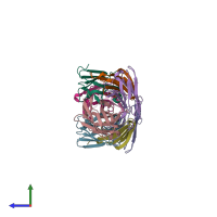 PDB entry 1xiw coloured by chain, side view.