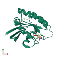 PDB entry 1xj0 coloured by chain, front view.