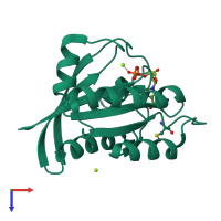 PDB entry 1xj0 coloured by chain, top view.