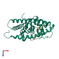 PDB entry 1xj7 coloured by chain, top view.