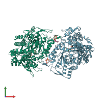PDB entry 1xje coloured by chain, front view.