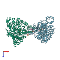 PDB entry 1xje coloured by chain, top view.