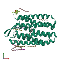 PDB entry 1xji coloured by chain, front view.