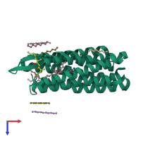 PDB entry 1xji coloured by chain, top view.