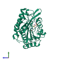 PDB entry 1xjo coloured by chain, side view.