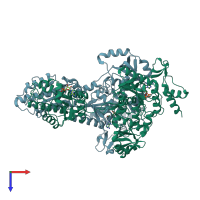 PDB entry 1xjq coloured by chain, top view.